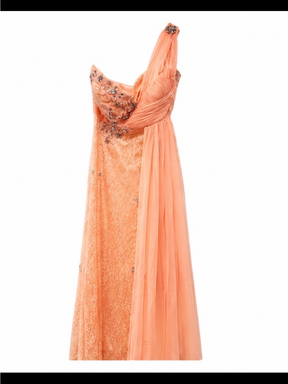 Elegant One-Shoulder Peach Evening Wedding Dress